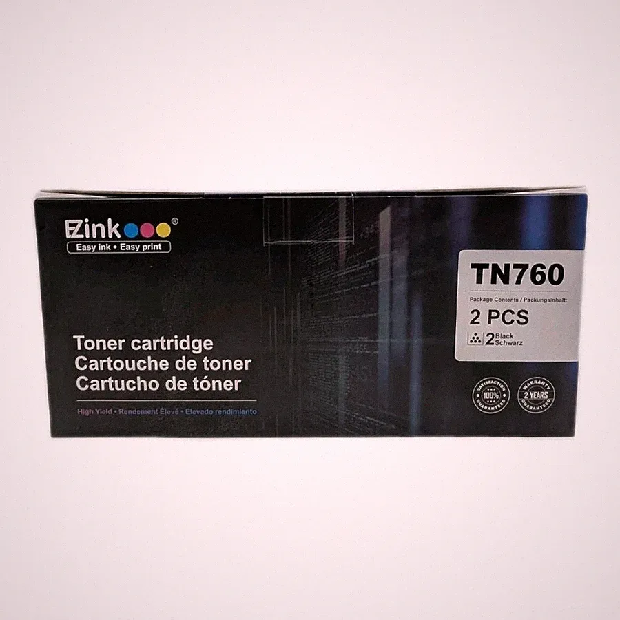 2 Pack TN760 High Yield Black Toner Cartridge Replacement for Brother Printers