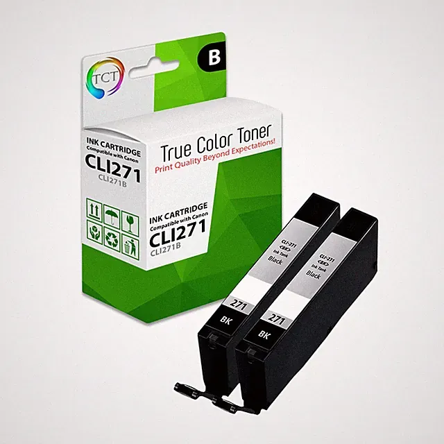 2Pk TCT CLI-271 CLI271 Black HY For Canon Pixma MG5720 MG6821 Compatible Ink