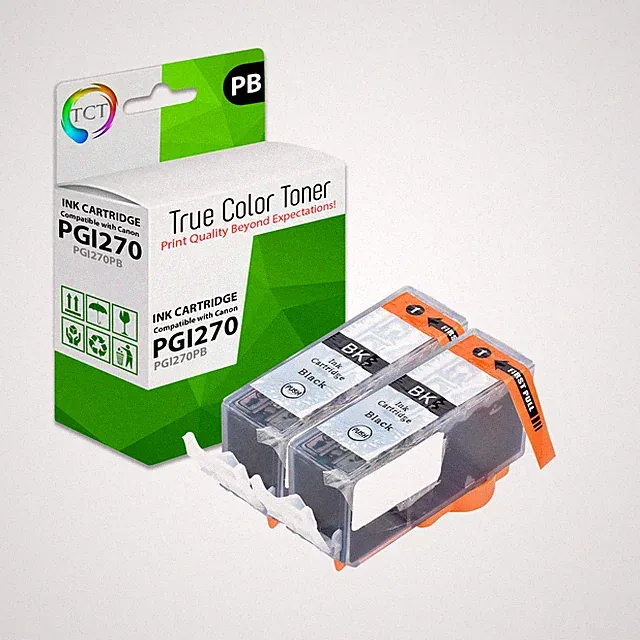 2Pk TCT PGI-270 PGI270 Pigment Black HY For Canon Pixma MG6820 Compatible Ink