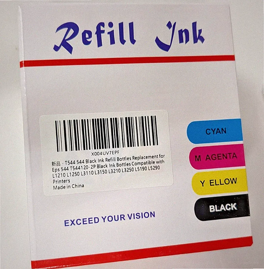 2x 127ml Black Ink Printer Toner Refill Bottles - For EPSON Tank style Printers