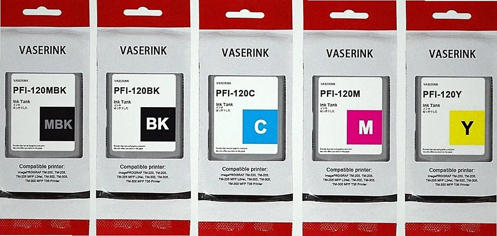 5-PACK PFI-120 130ml Ink Tank Toner Compatible with Canon TM-205 300 305 Printer
