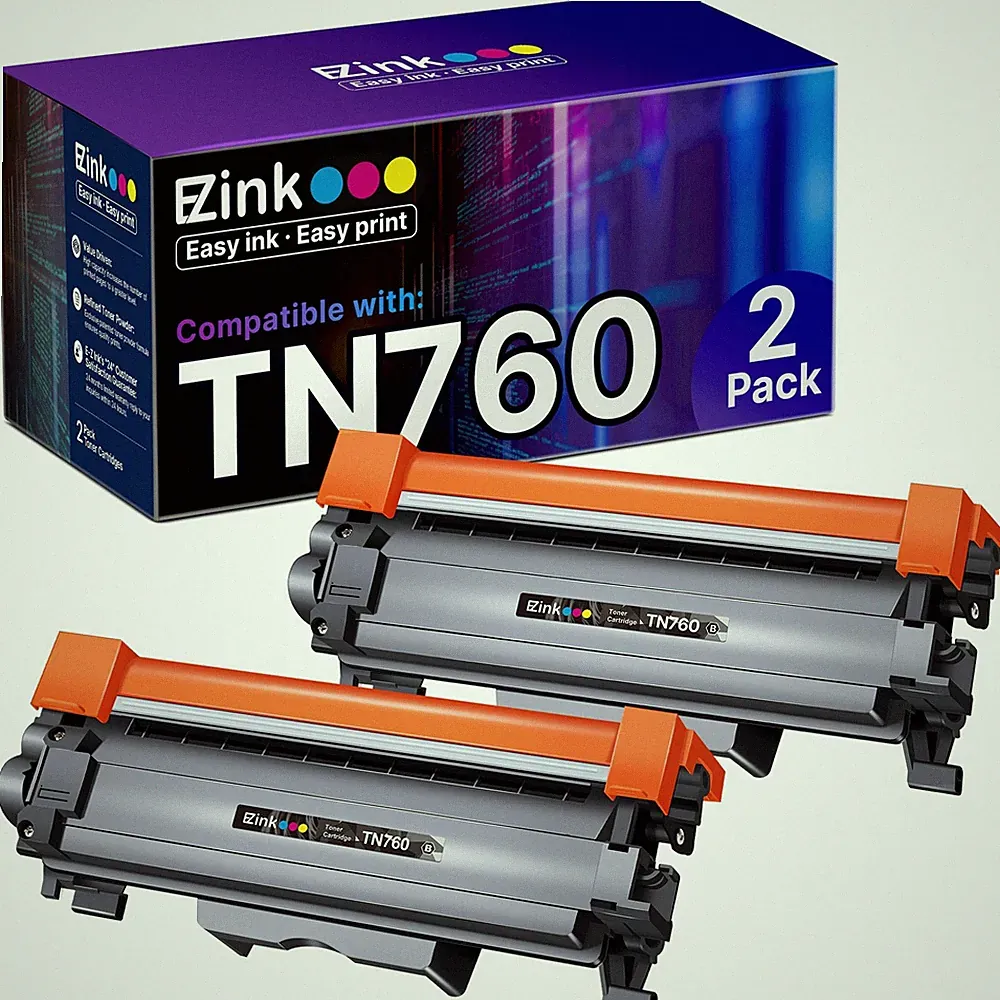 E-Z Ink TN760 Toner for Brother Printer Compatible 2PK TN760, TN760-2B