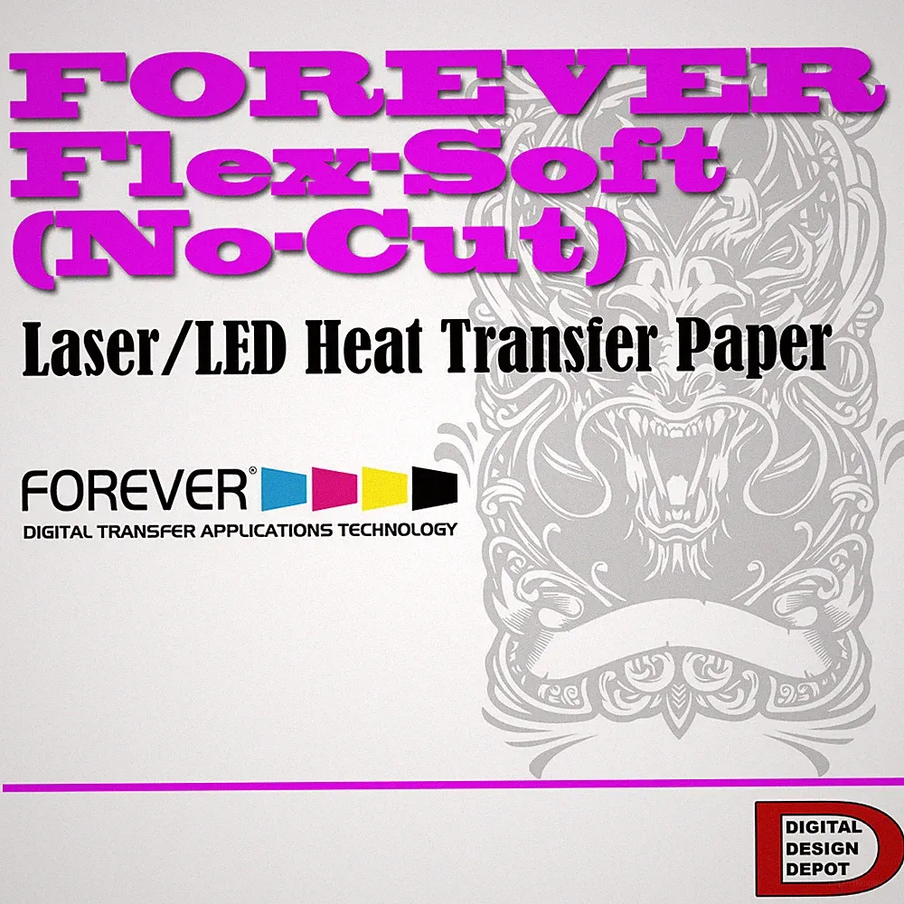 FOREVER Flex-Soft No-Cut Iron Heat Transfer Paper Crio & OKI White Toner Printer
