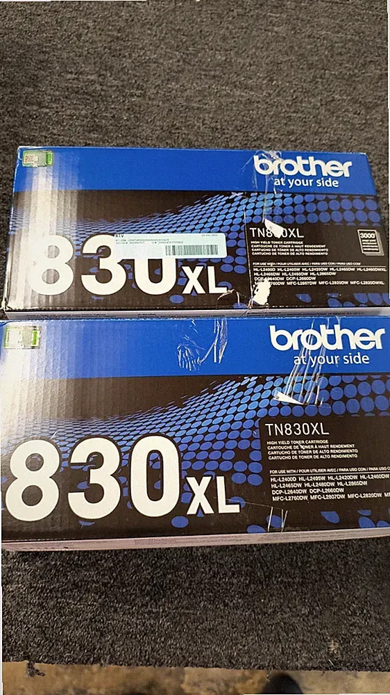 Lot of 2-Brother Genuine TN830XL Black High Yield Printer TonerCartridge-USED-B1