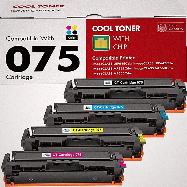 ** NEW Canon Toner | 075 / 075H | Black / Color | With Chips | Compatible 4-Pack