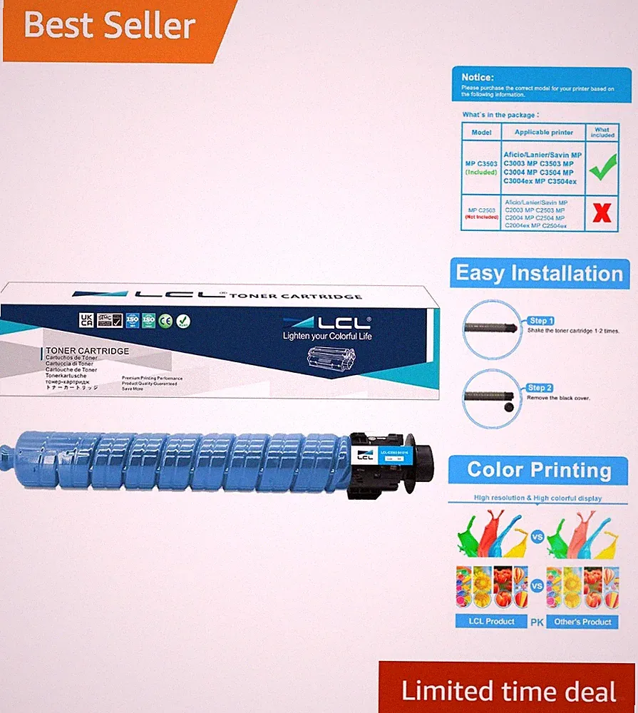 Ricoh Compatible Cyan Toner Cartridge for Office High-Volume Printing