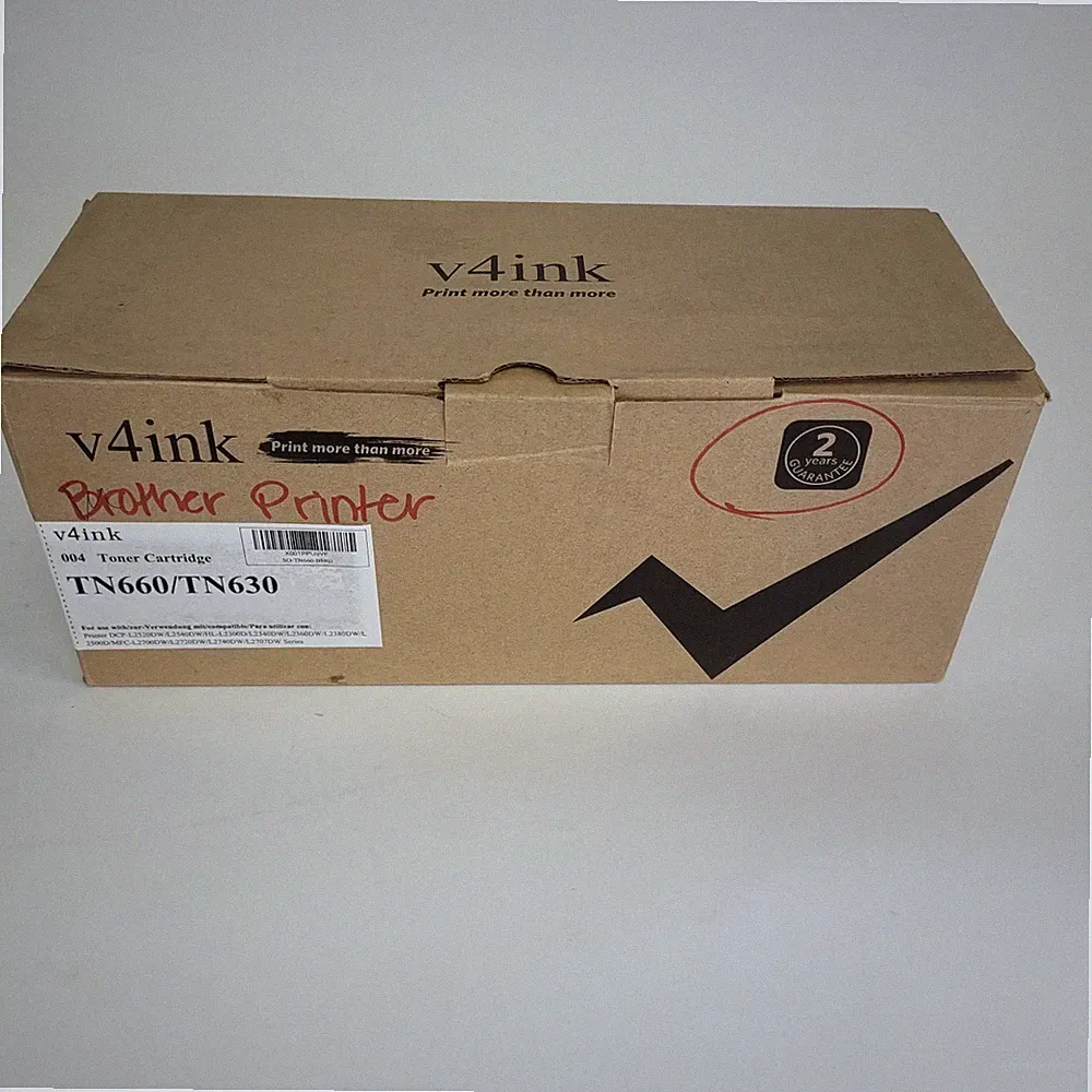 TN660 TN630 Black Toner Cartridge for Brother Printers V4ink (2 Pack)
